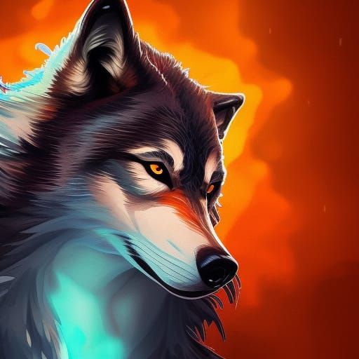 Majestic Wolf in Pixel Art Style