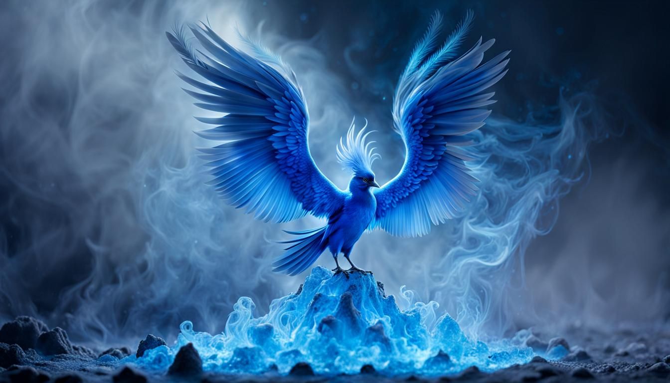 Fantasy Blue Phoenix in a Lava Lamp