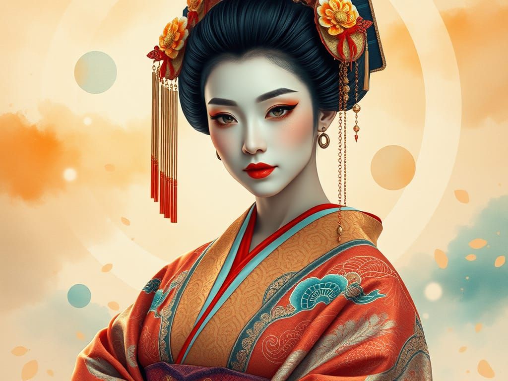 Ethereal Japanese Empress in Luxury Art Nouveau Style