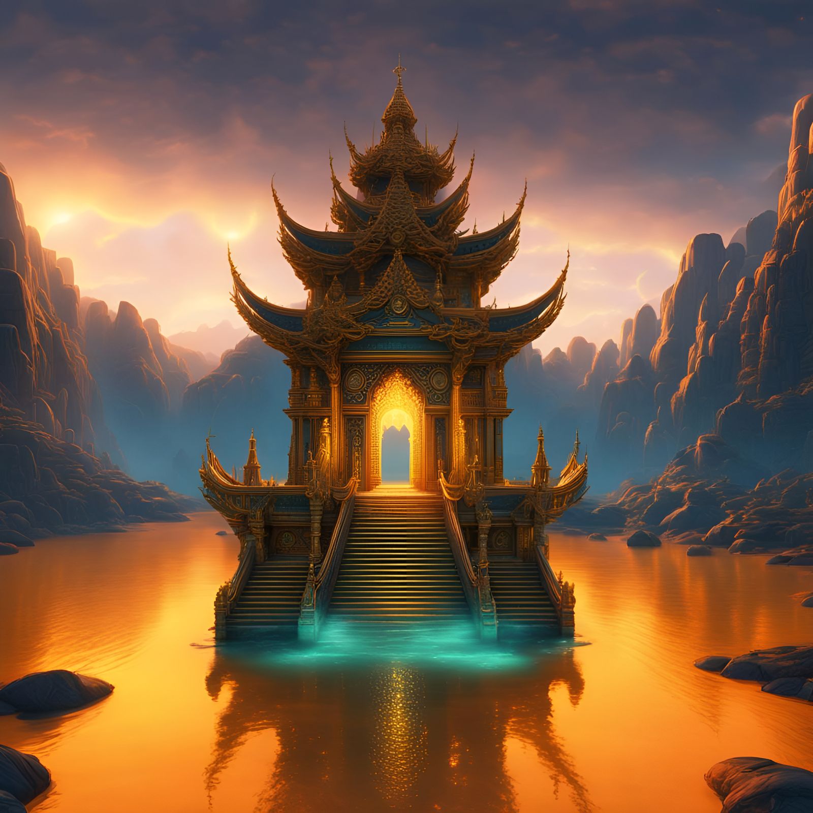 Temple of Gold in Luminescent Light