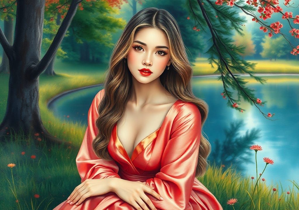 Enchanted Forest Portrait: Ukrainian-Korean Beauty in Waterc...