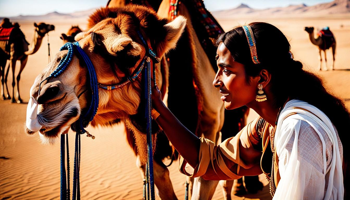 Woman and Camels: A Generous Act