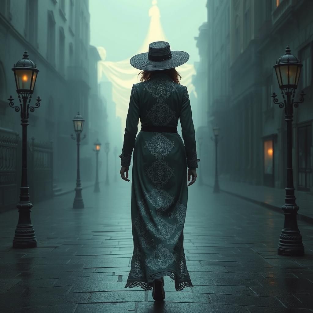 Woman Walking Towards Utopian World