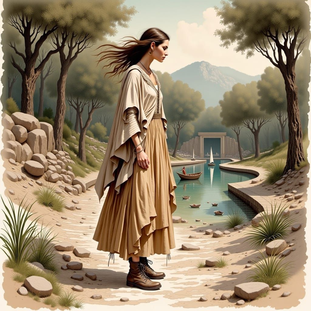 Boho Woman in Earthy Tones by Winter Lake