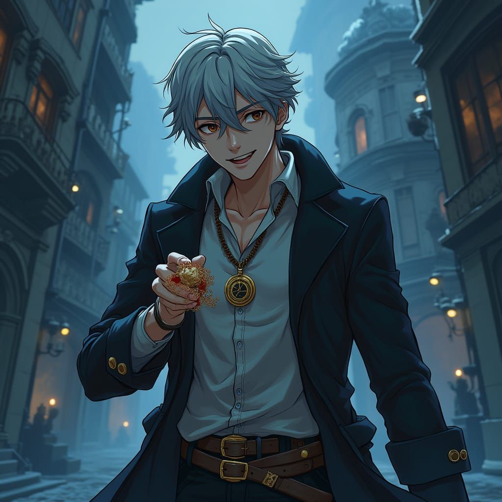 The Clockmaker of Lost Souls in Anime Style