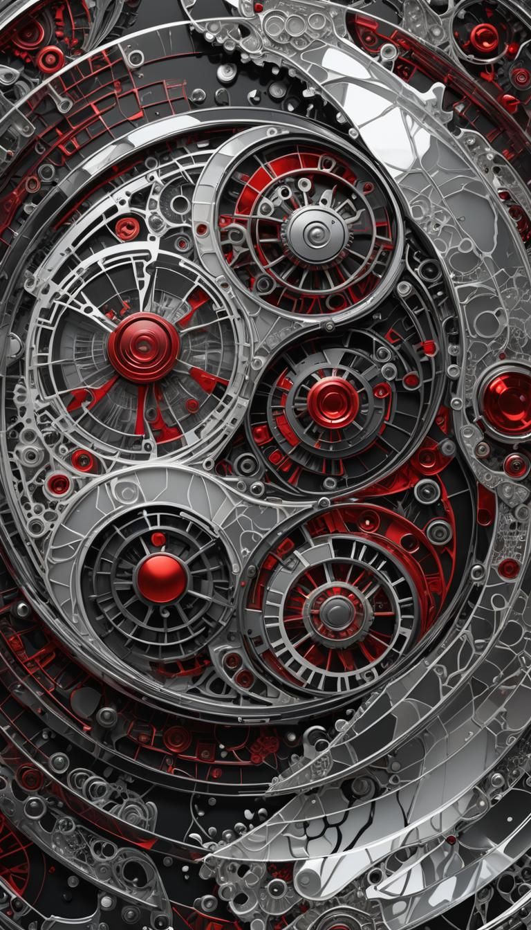 "Photorealistic cybertechnological transparent reflective glass Hi Tech Yin and Yang ". 
In the foreground, close view, ...