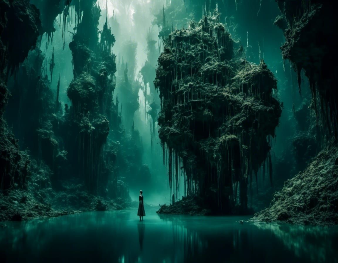 Macabre Dark Scene in Midnight Vibrance Style