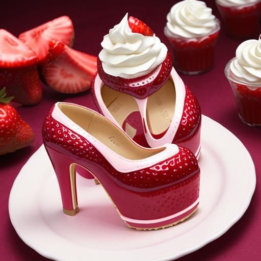 fashion shot a pair of cute women's platform 15.24cm high heel shoes that are fashioned to resemble two delicious lookin...