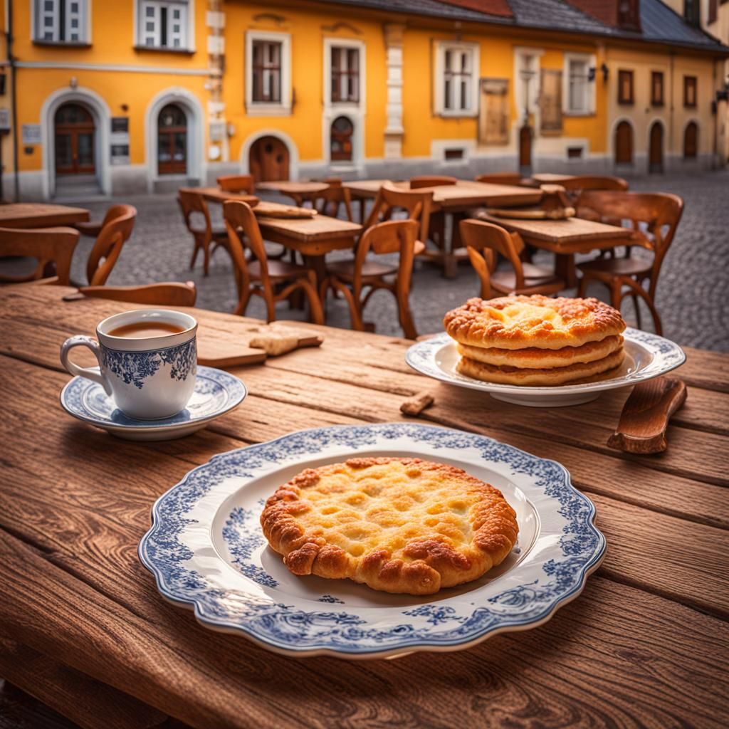 Appetizing Schnitzelsemmel in Quaint Austrian Town: HDR Phot...