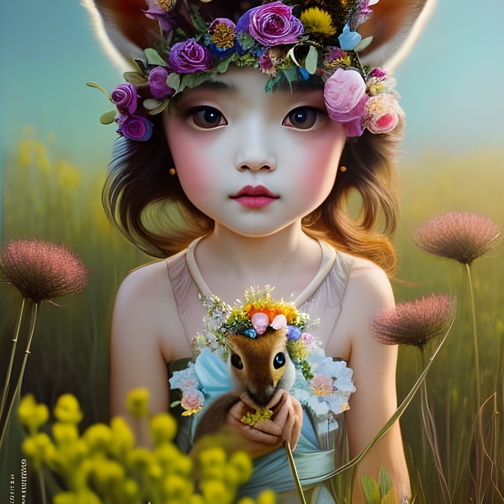 Chibi Wallaby with Crown in Rococo Style