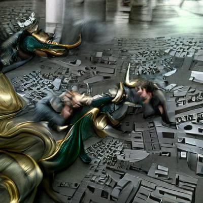 Thor and Loki Fight: Detailed Matte Painting