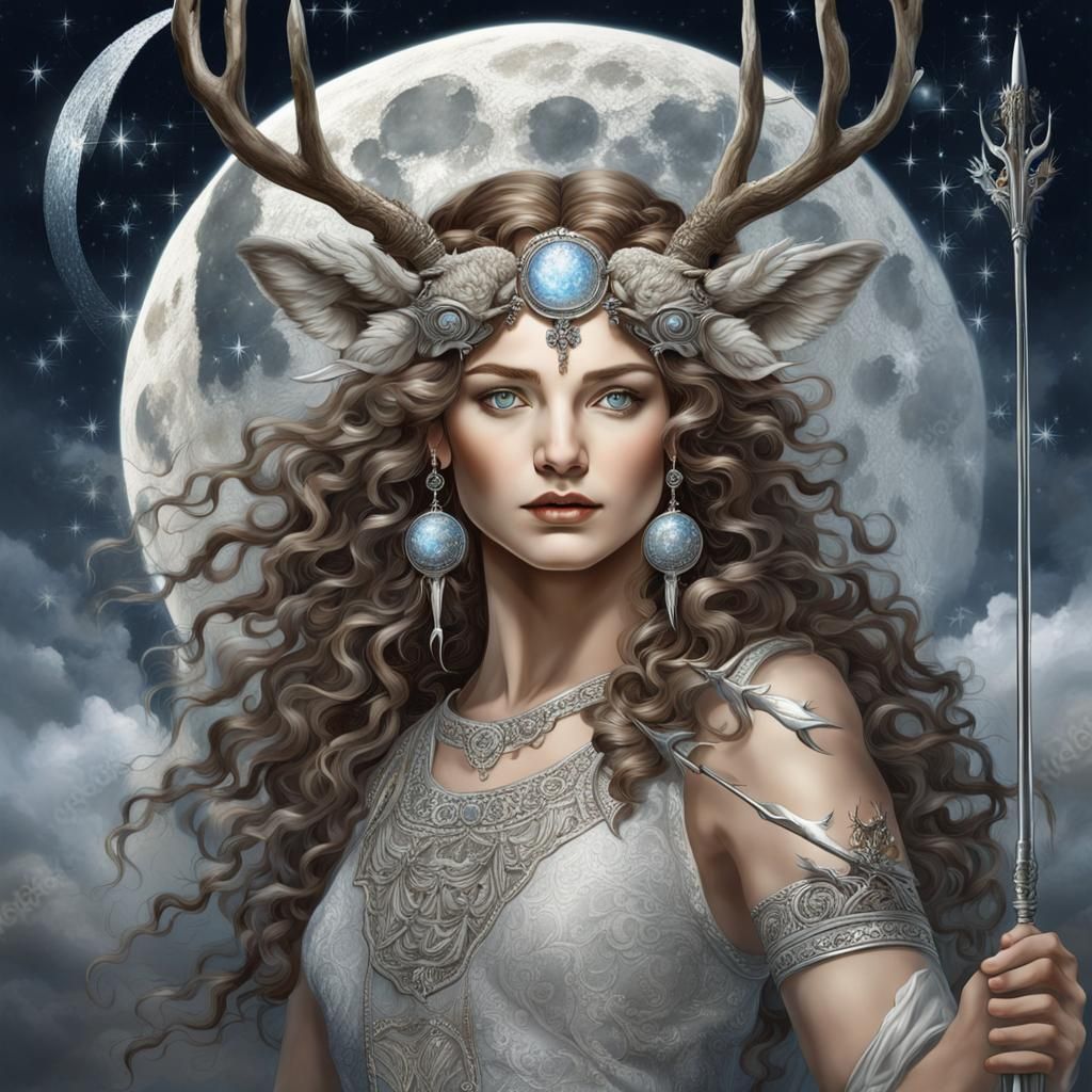 Artemis, Goddess of the Hunt, in Surreal Style