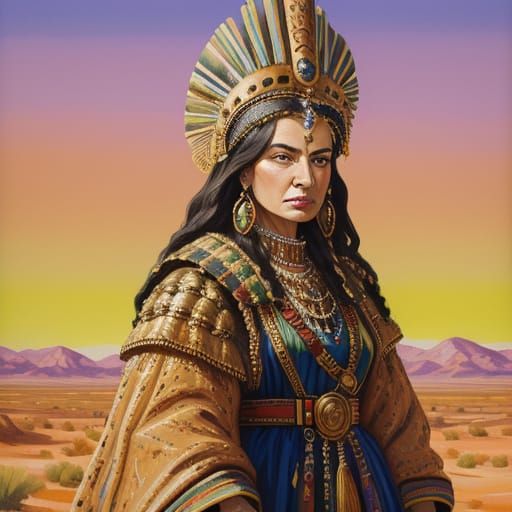 Desert Queen in Impressionist Gouache Style