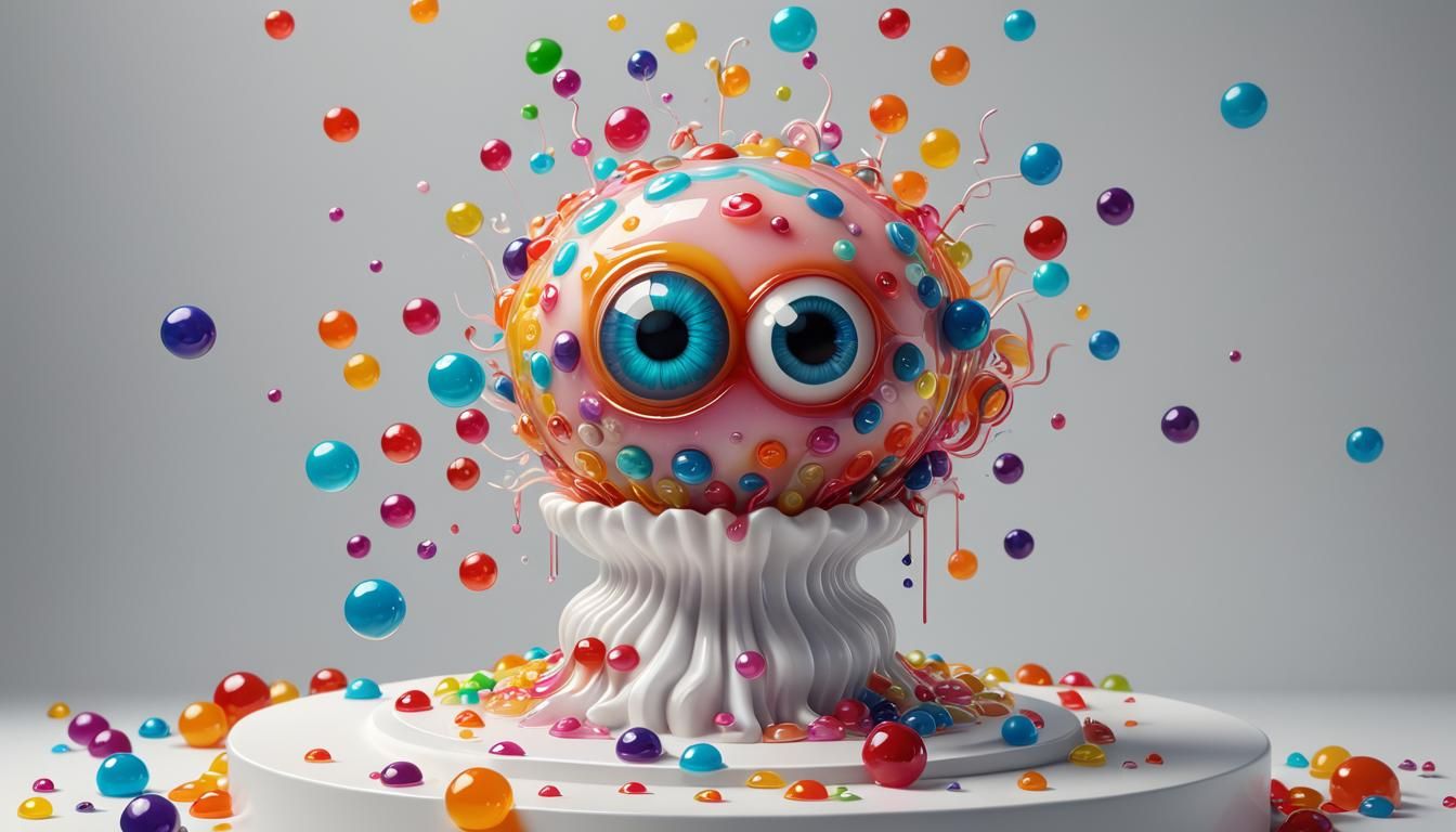 Cute Eyeball Jelly Sculpture in Candy Art Style
