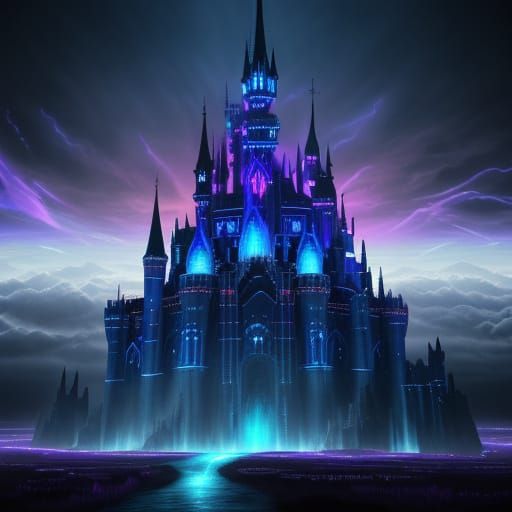 Majestic Castle of Code in Digital Sky