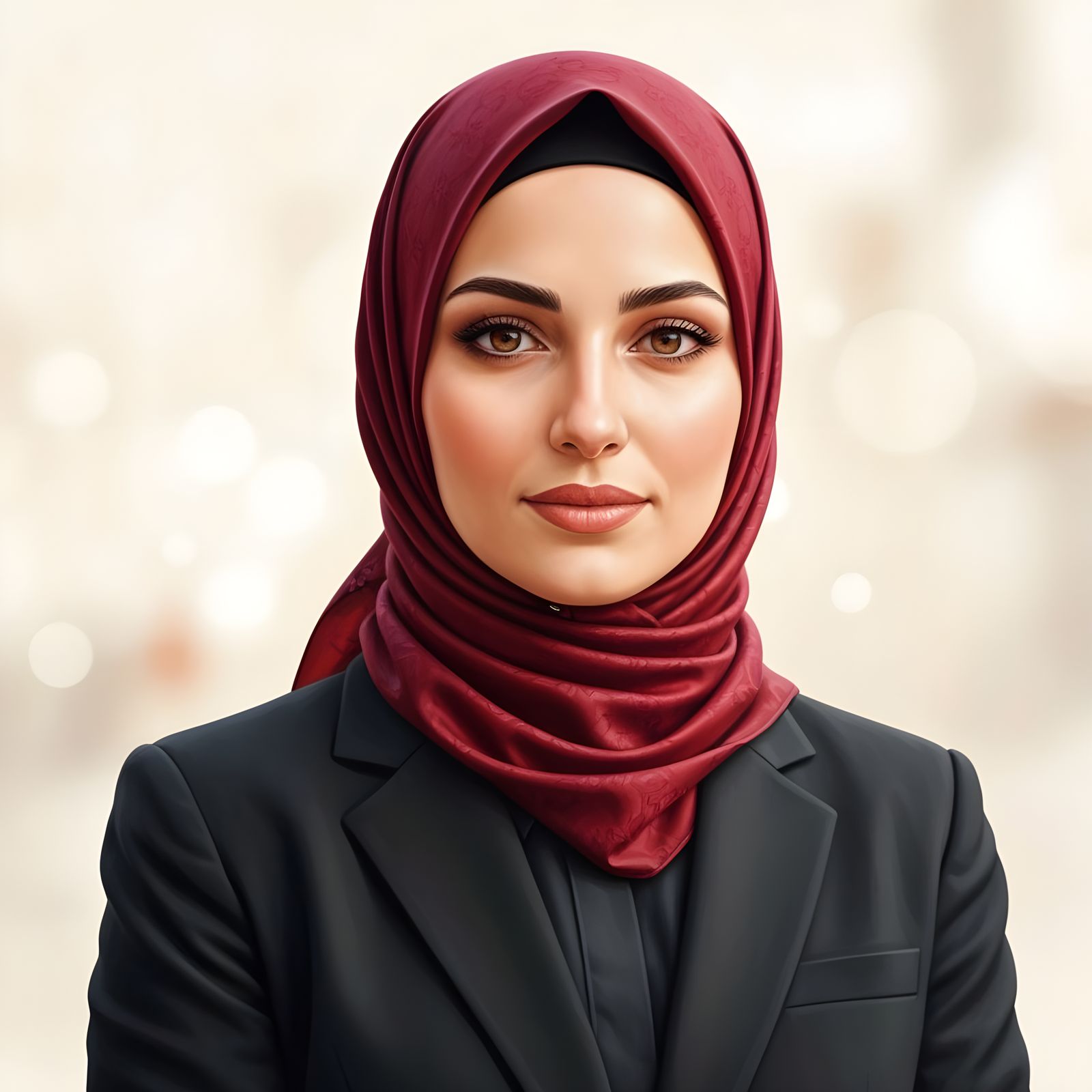 Confident Hijabi Business Woman in Detailed Painting
