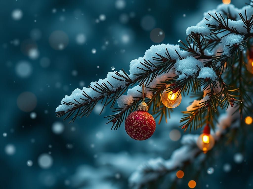 Serene Christmas Scene in Muted Fantasy Colors