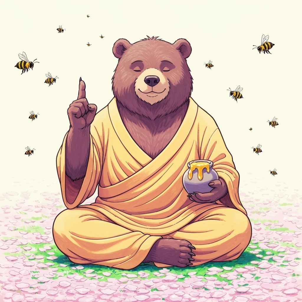 Serene Bear Buddha Offering Honey Wisdom