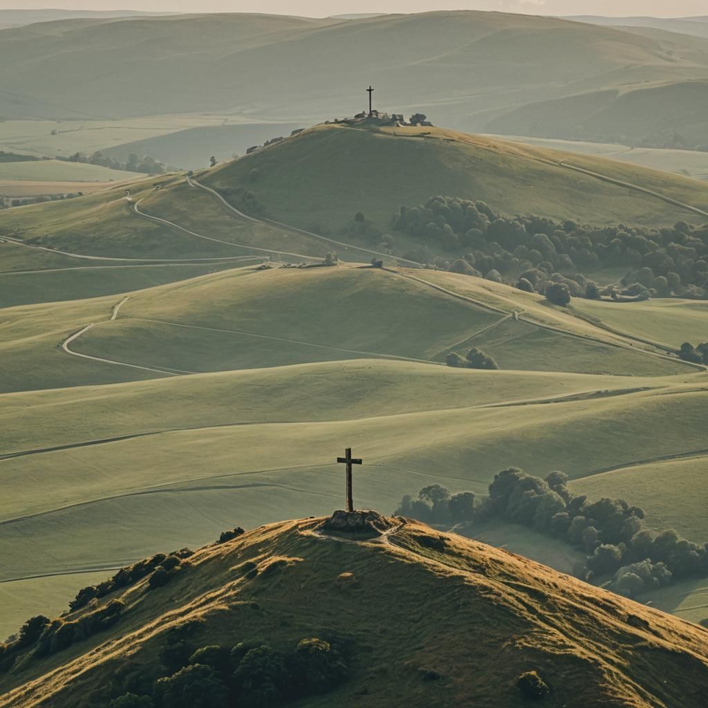 Cross on a Hill: Simple Religious Icon