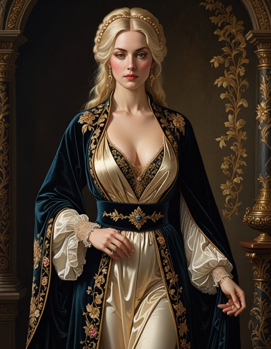 Renaissance Noblewoman in Elaborate Attire