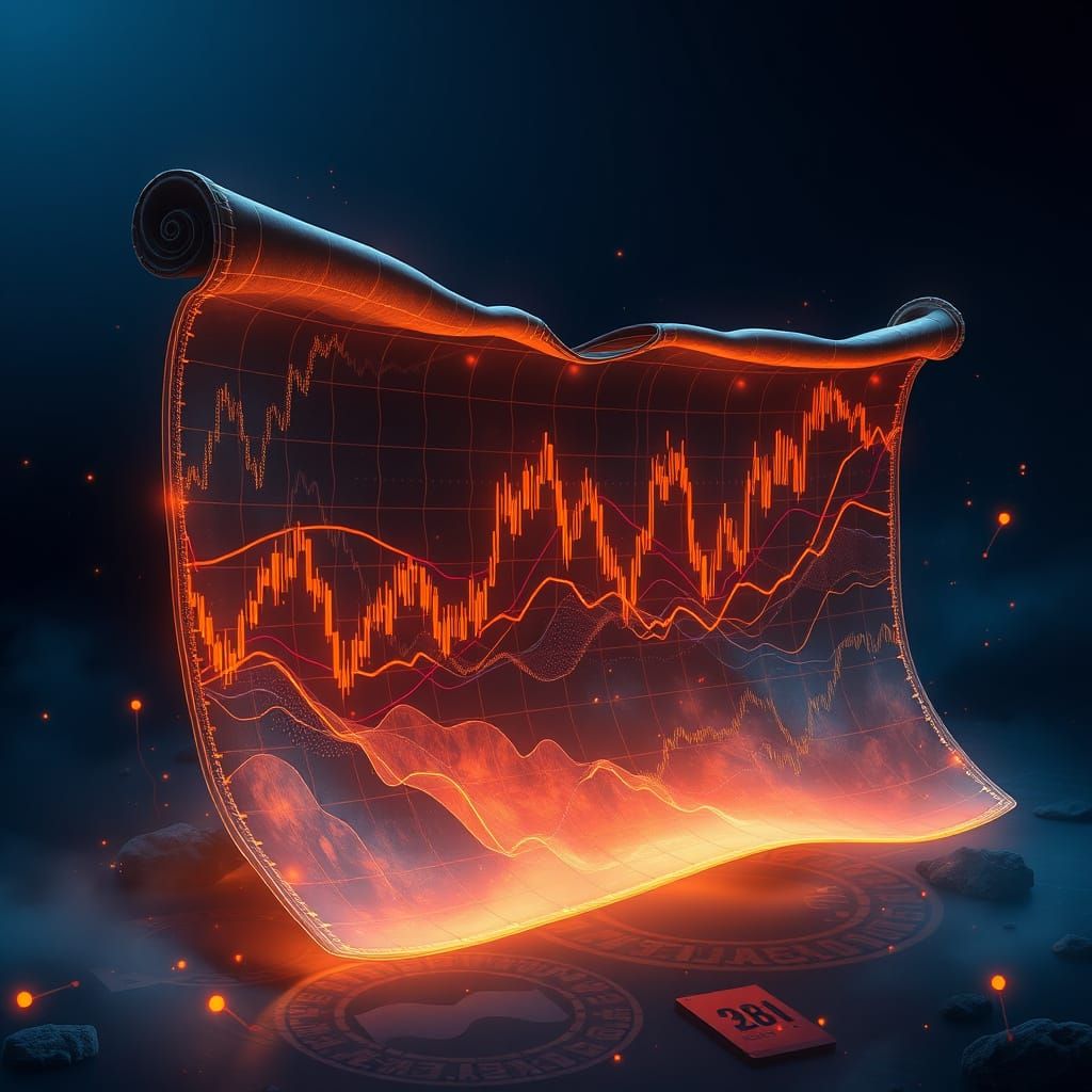 Ethereal Trading Chart in Neon Fantasy Style