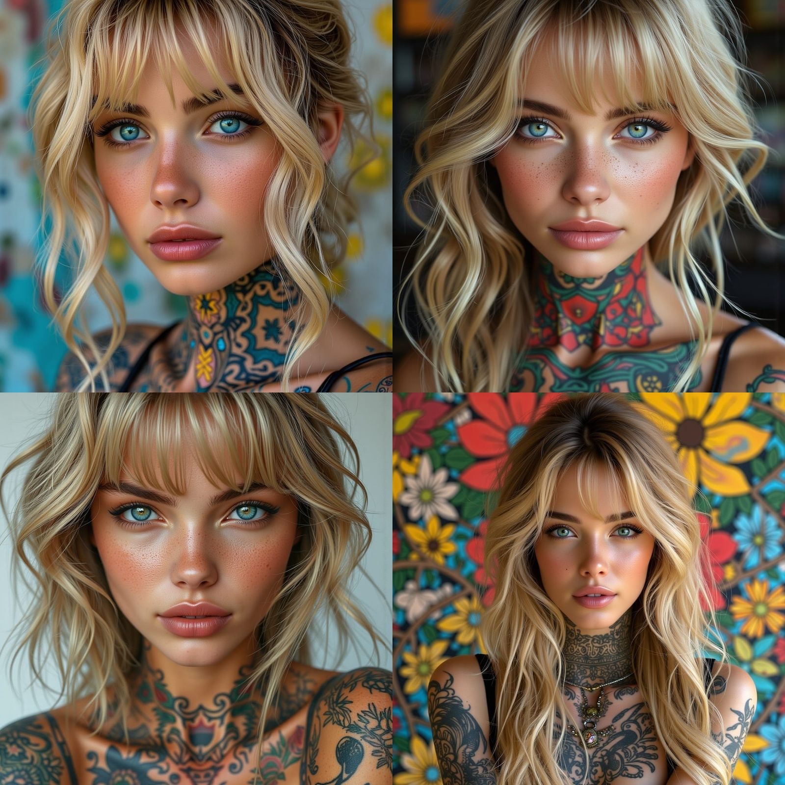 Tattooed Woman in Graffiti Splash Art Style