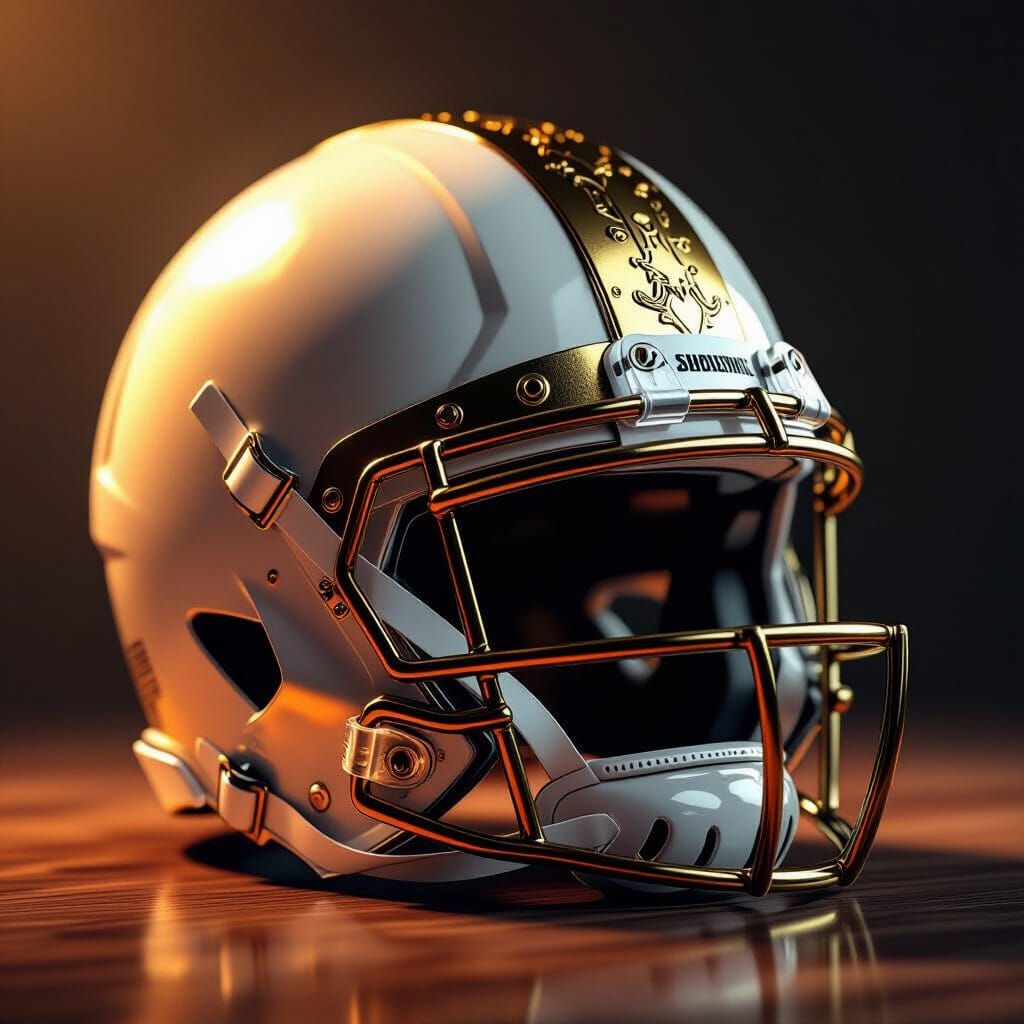 Vintage Football Helmet With Ornate Knight's Helmet