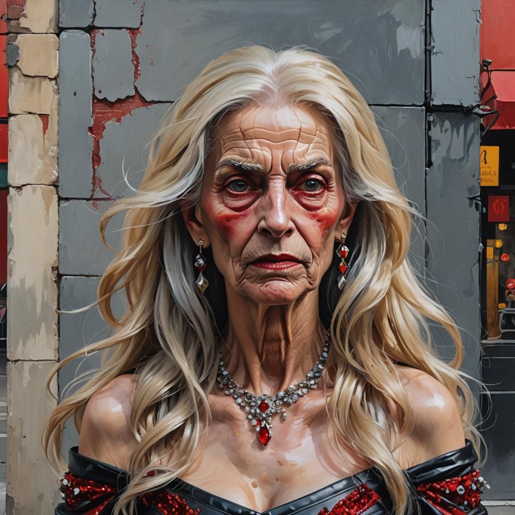 Baroque Portrait of Transvestite with Lavish Jewelry