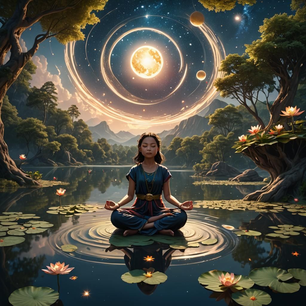 Child Levitation Above Lake: Fantasy Concept Art