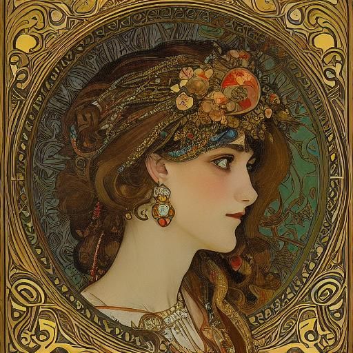 Ornate Portrait: Woman in Bohemian Art Nouveau Style