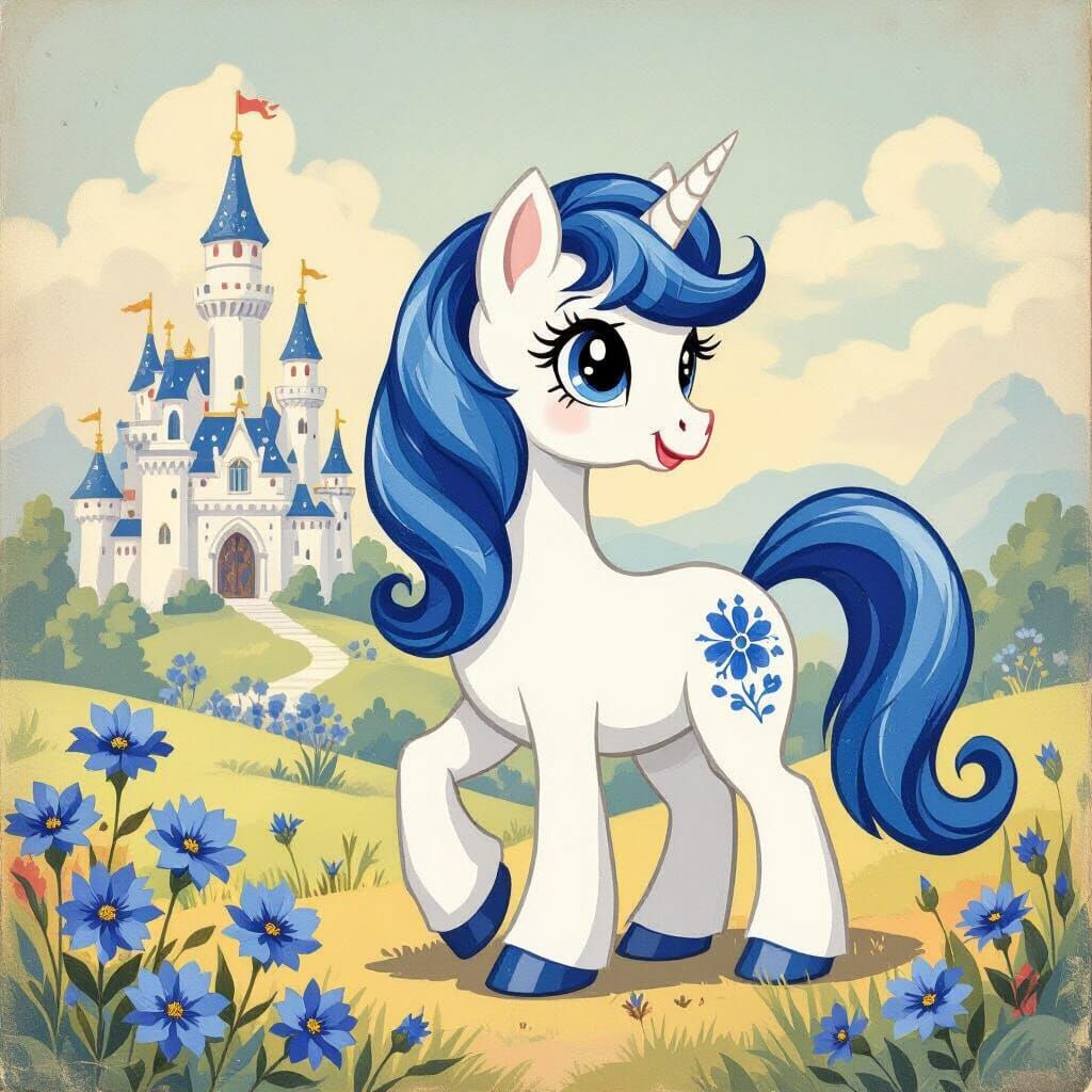 Generation 1 My Little Pony with Delft Blue Pattern in Fairy...