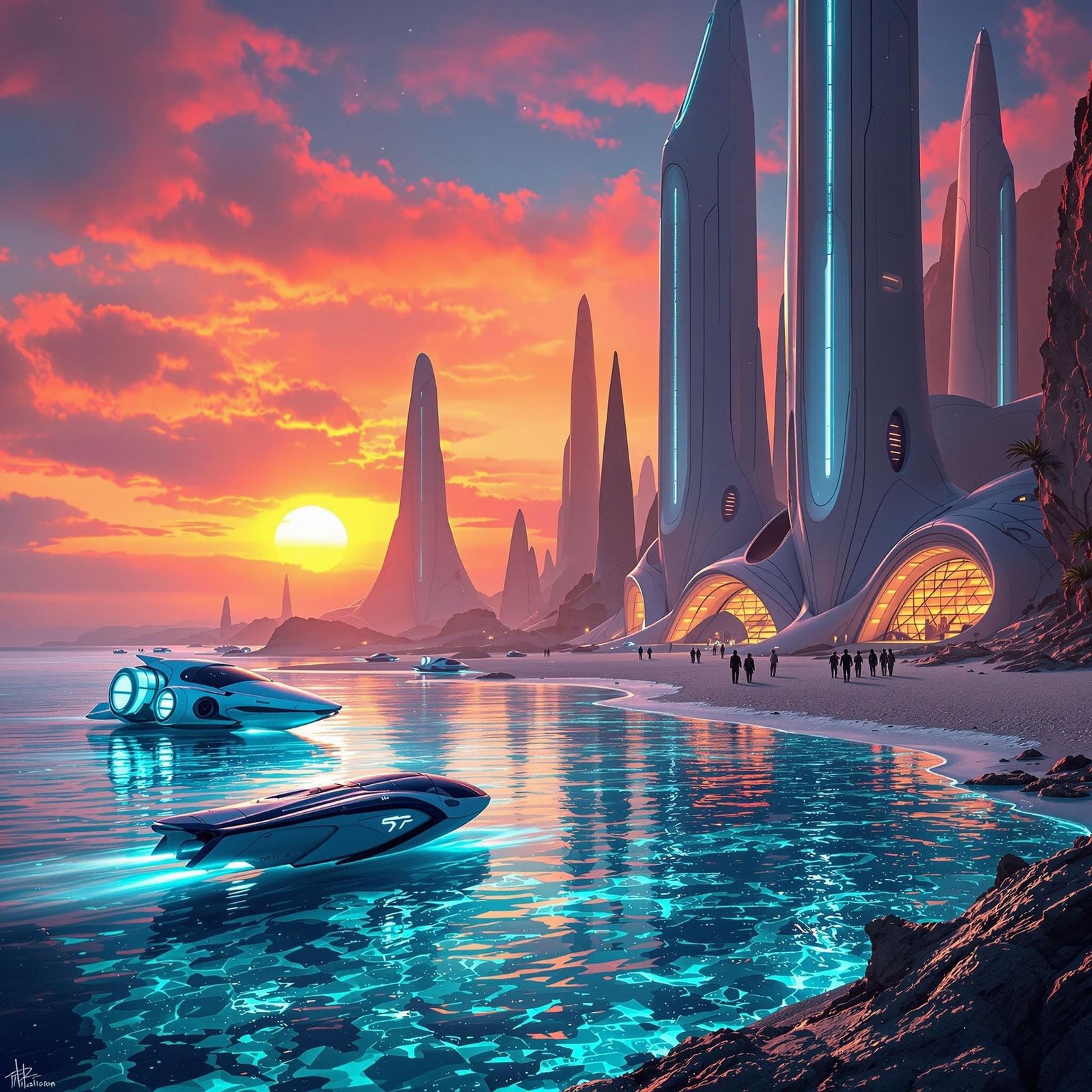 Breathtaking Futuristic Beachscape on Distant Planet