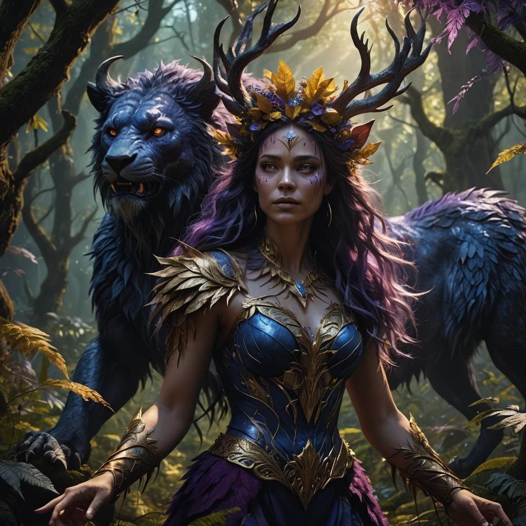 Mystical Transformation in Enchanted Forest: Fantasy Concept...