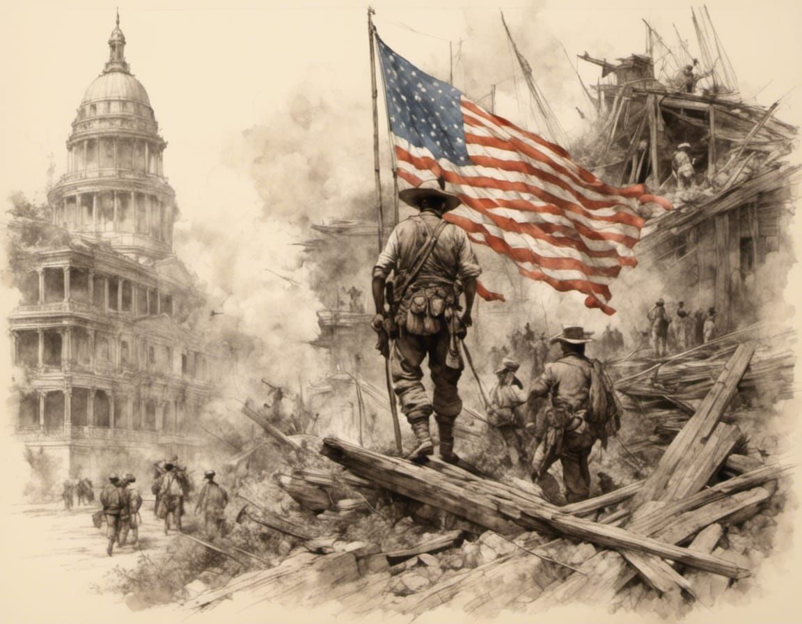 Tattered Old Glory: Patriotic Symbol in Detailed Art