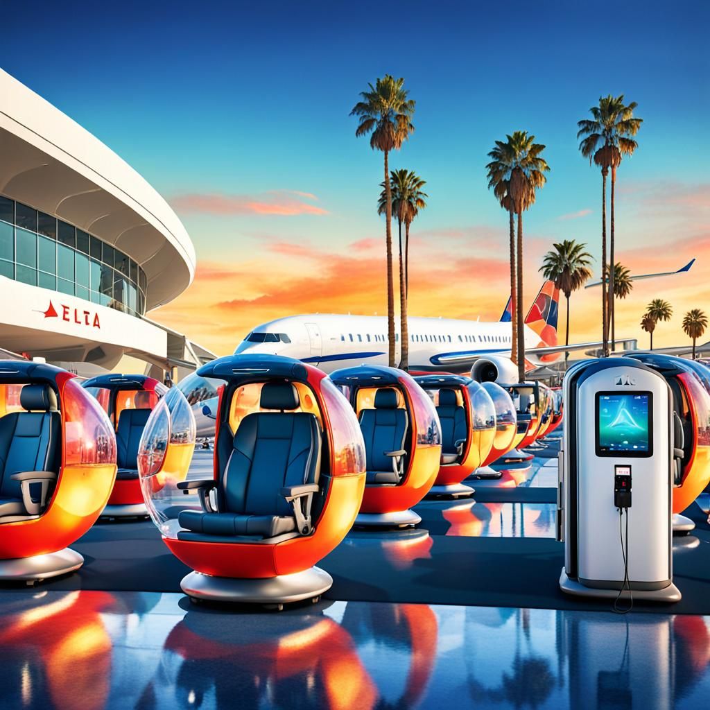 Highly detailed DELTA luxury mobility chairs, LAX, Airport L...