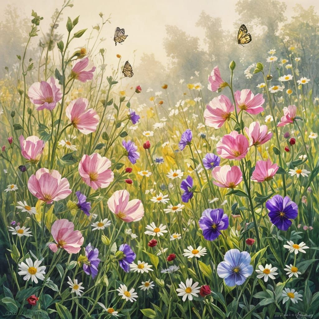 Romantic wildflower meadow.
