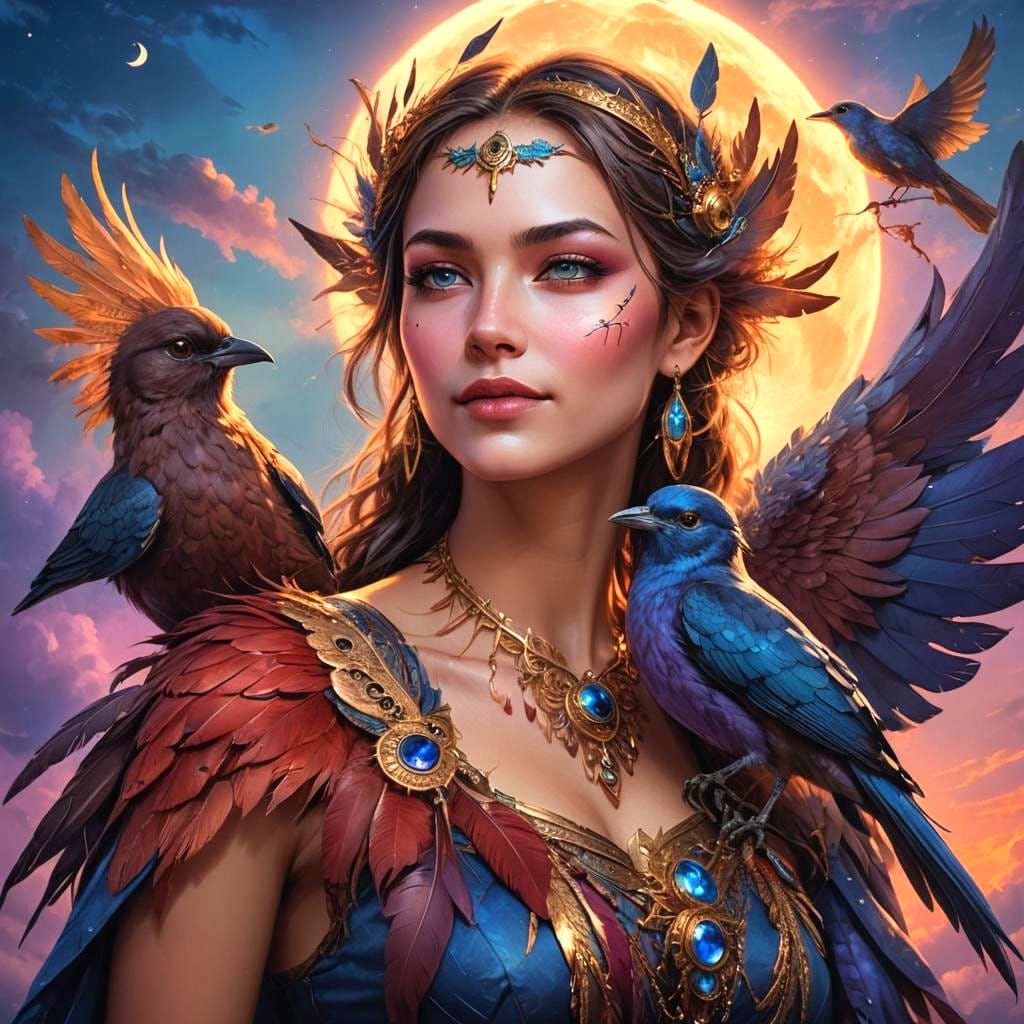 Woman's Beautiful Smile in a Fantastical Sky