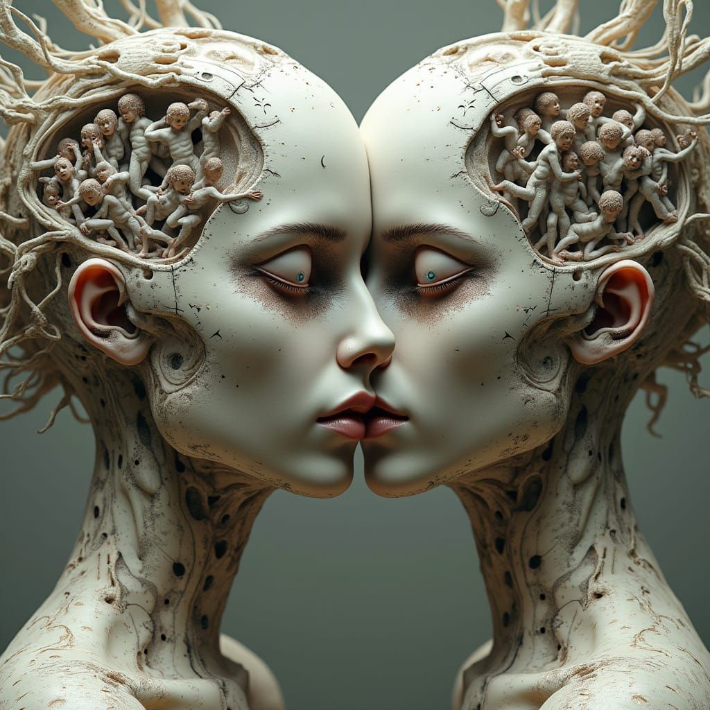 Biomechanical Duality in Futuristic Faces