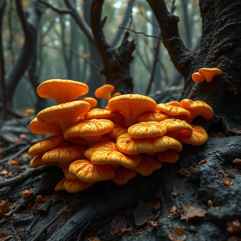 Fantastical Orange Peel Fungus in Deep, Luminous Colors