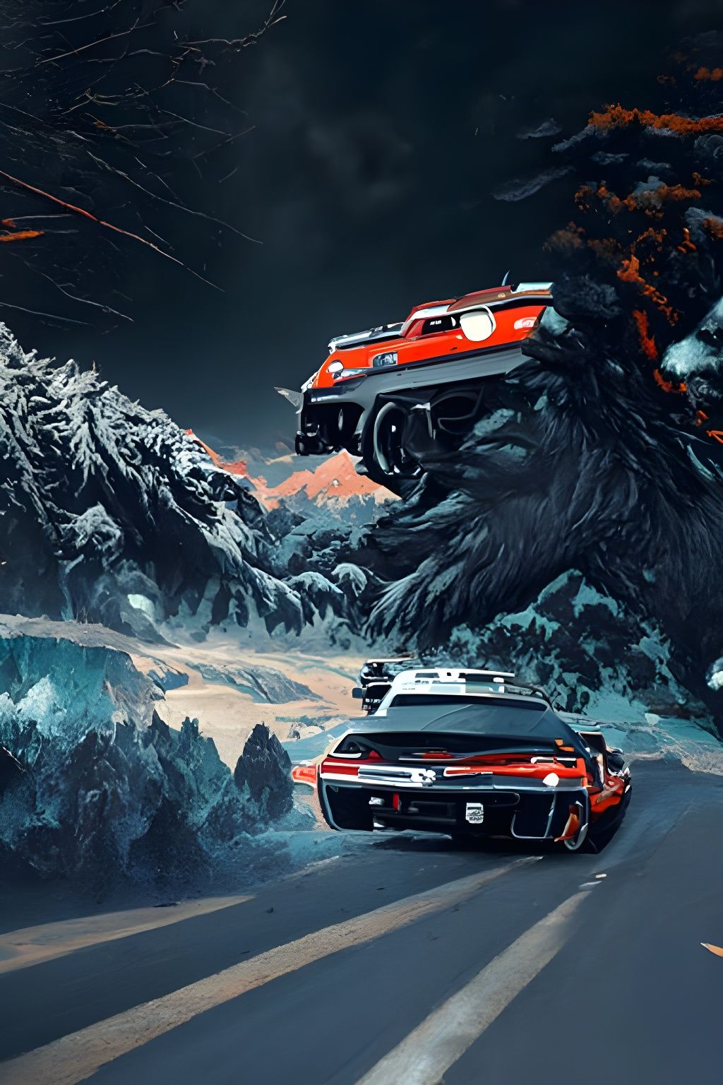 KITT Chasing General Lee: Psychedelic Manga Art