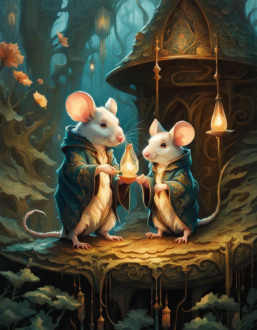 Wizard Mice Digital Painting with Intricate Details