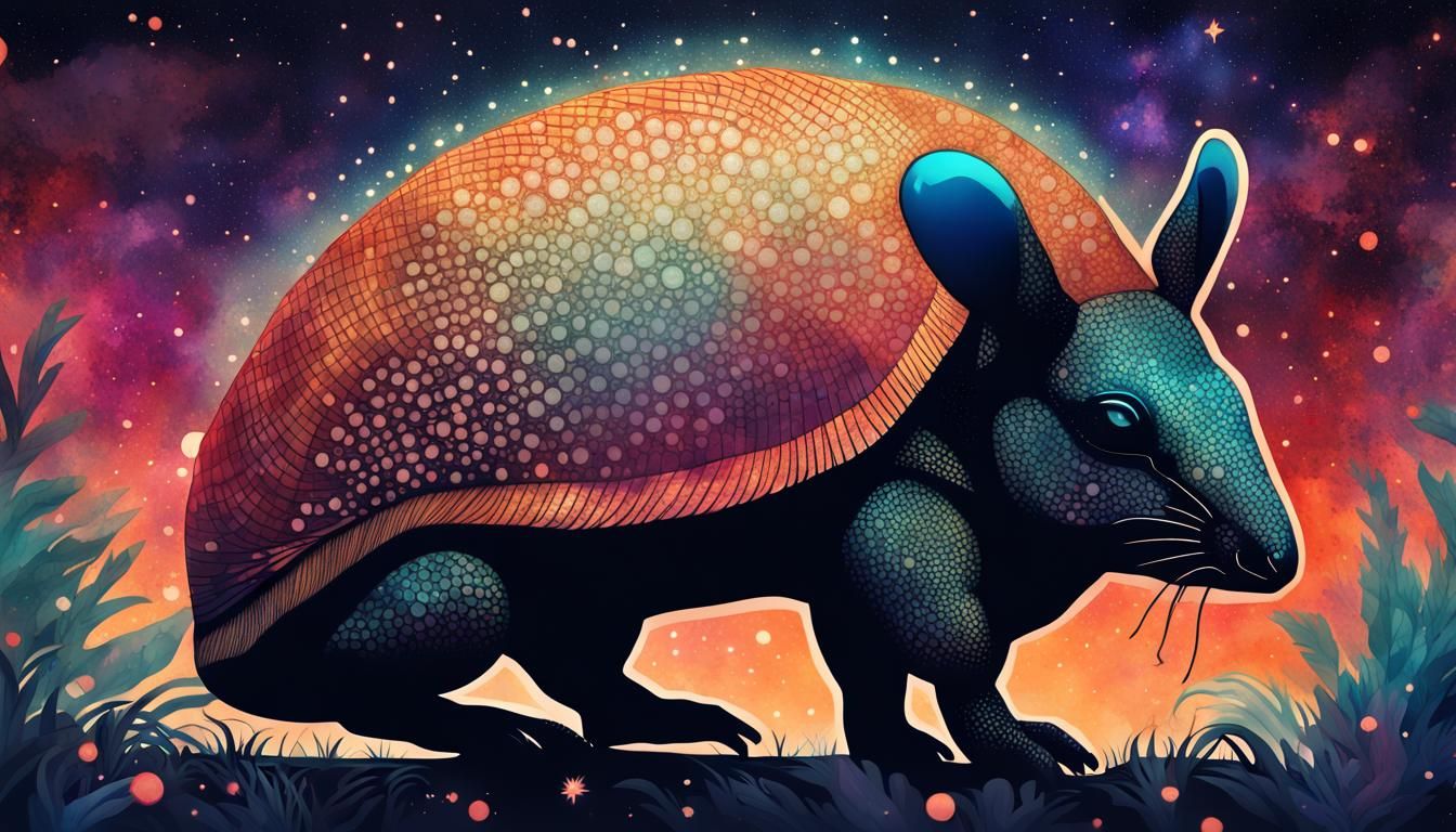 Armadillo Spirit Silhouette in Galaxy: Digital Illustration