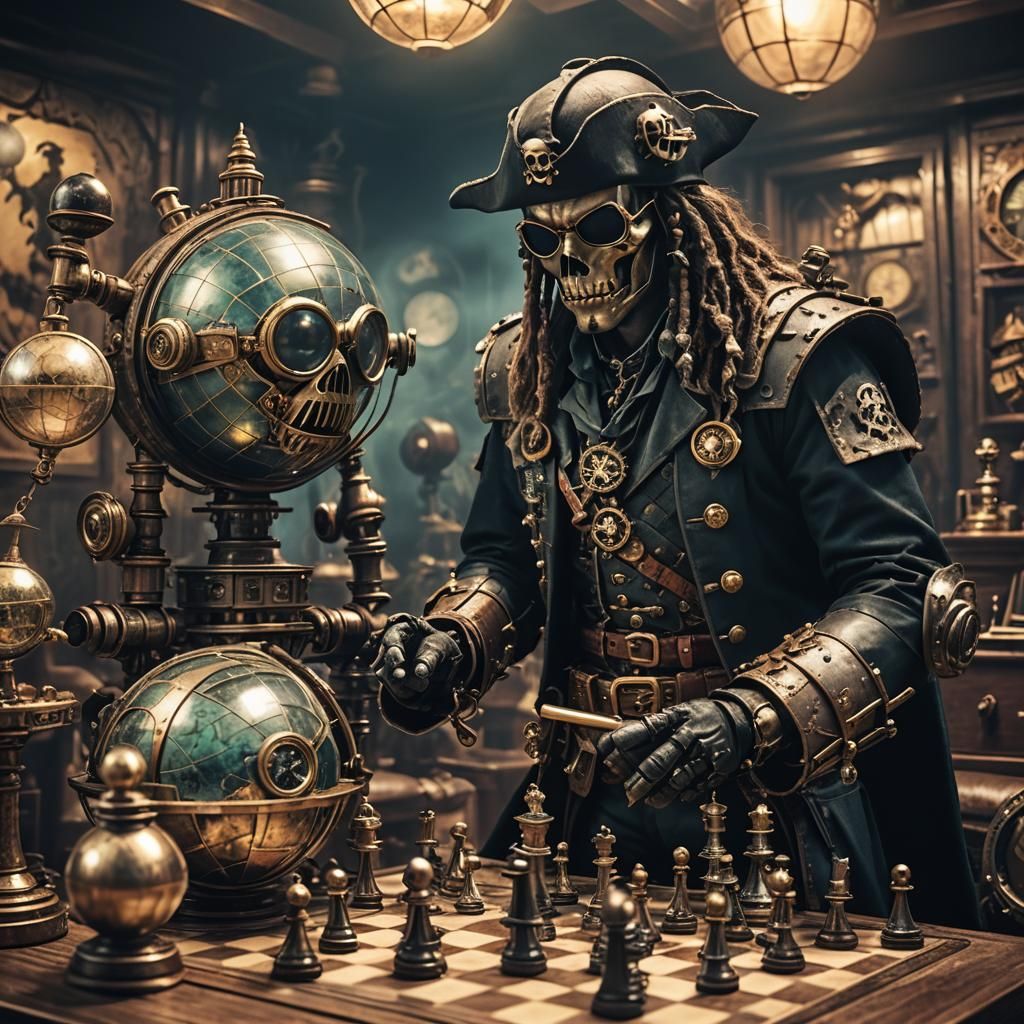 Steampunk Pirate Batman and Scuba Robot Dog