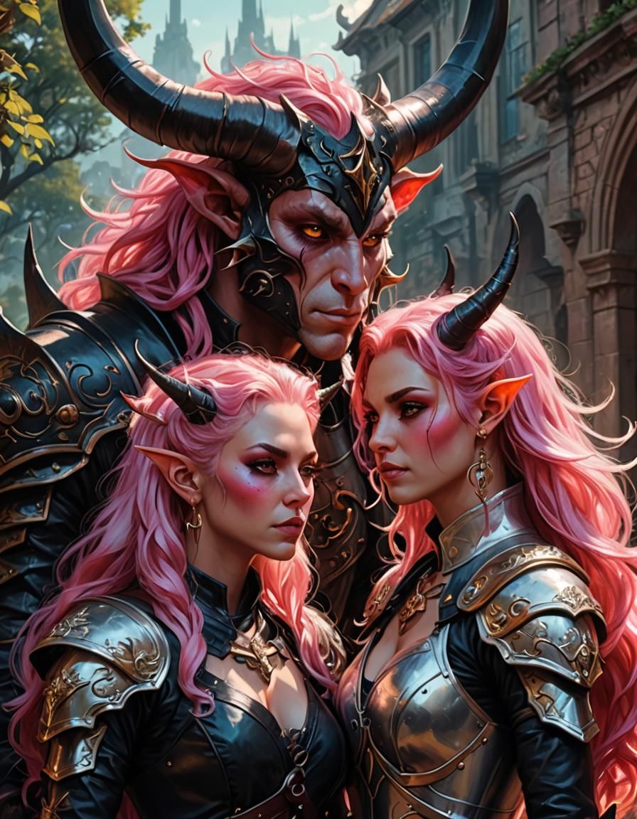 Tiefling Reunion: Detailed Fantasy Color Sketch