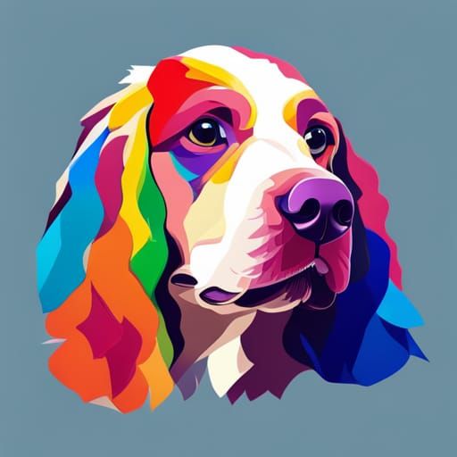 cute cocker spaniel  smiling wpap style