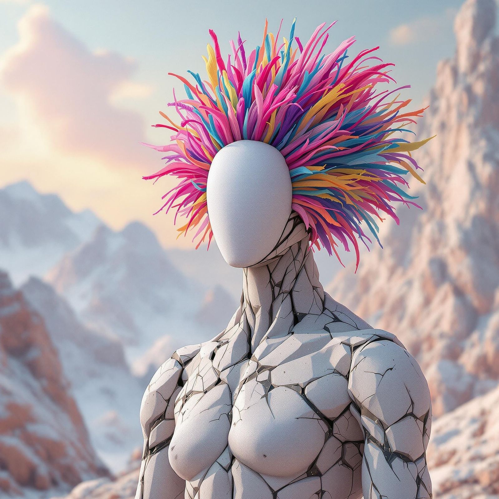 Rock Mannequin with Bristle Hair in Pastel Arena