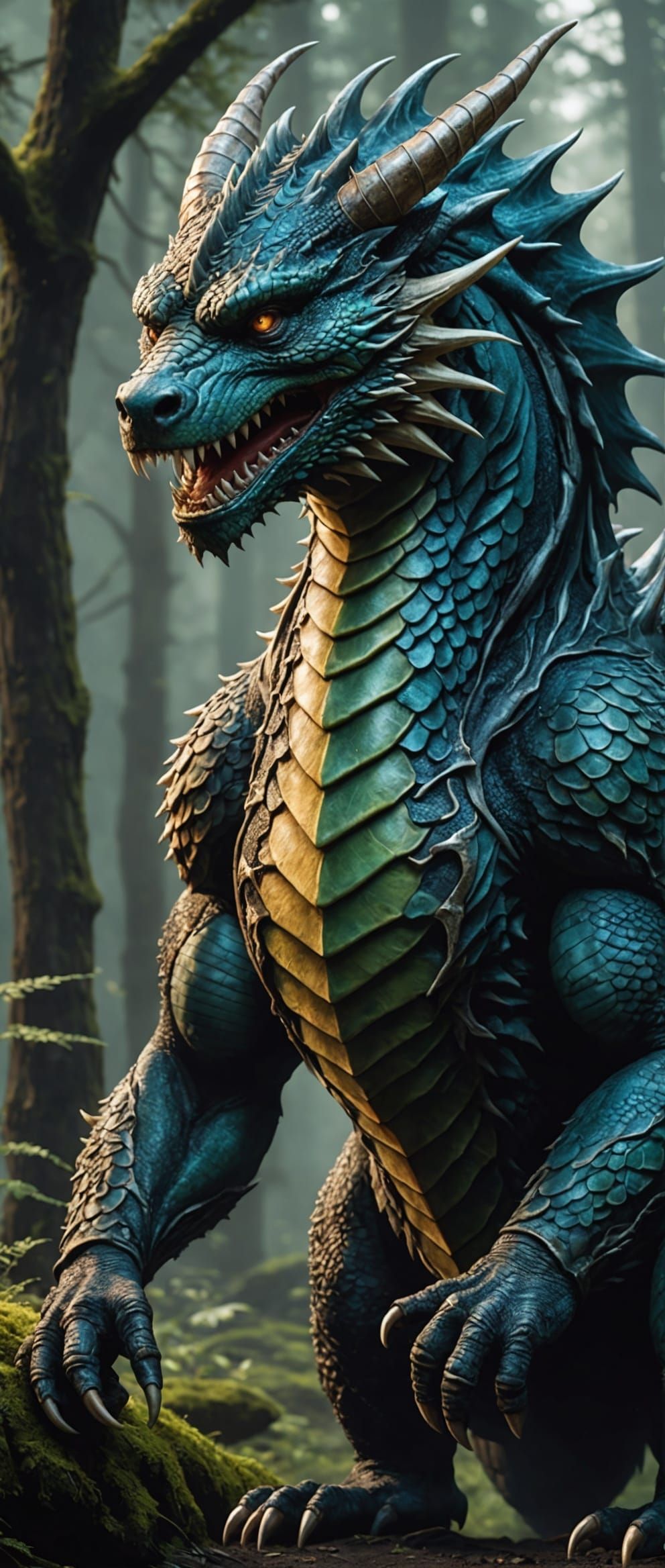 Hybrid Human-Dragon-Bear Creature: Unfathomable Abomination