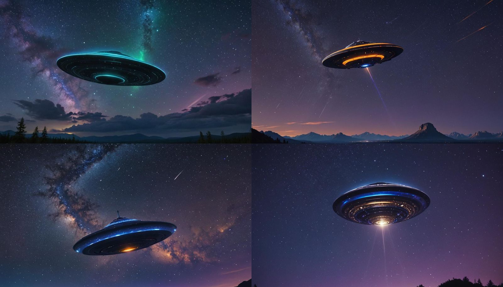 UFO in Starry Night Sky: Digital Matte Painting