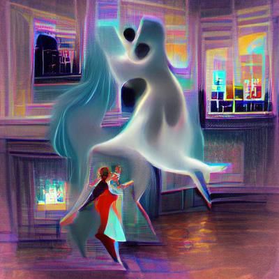 Ethereal Ghostly Figure Dancing in Dreamscape