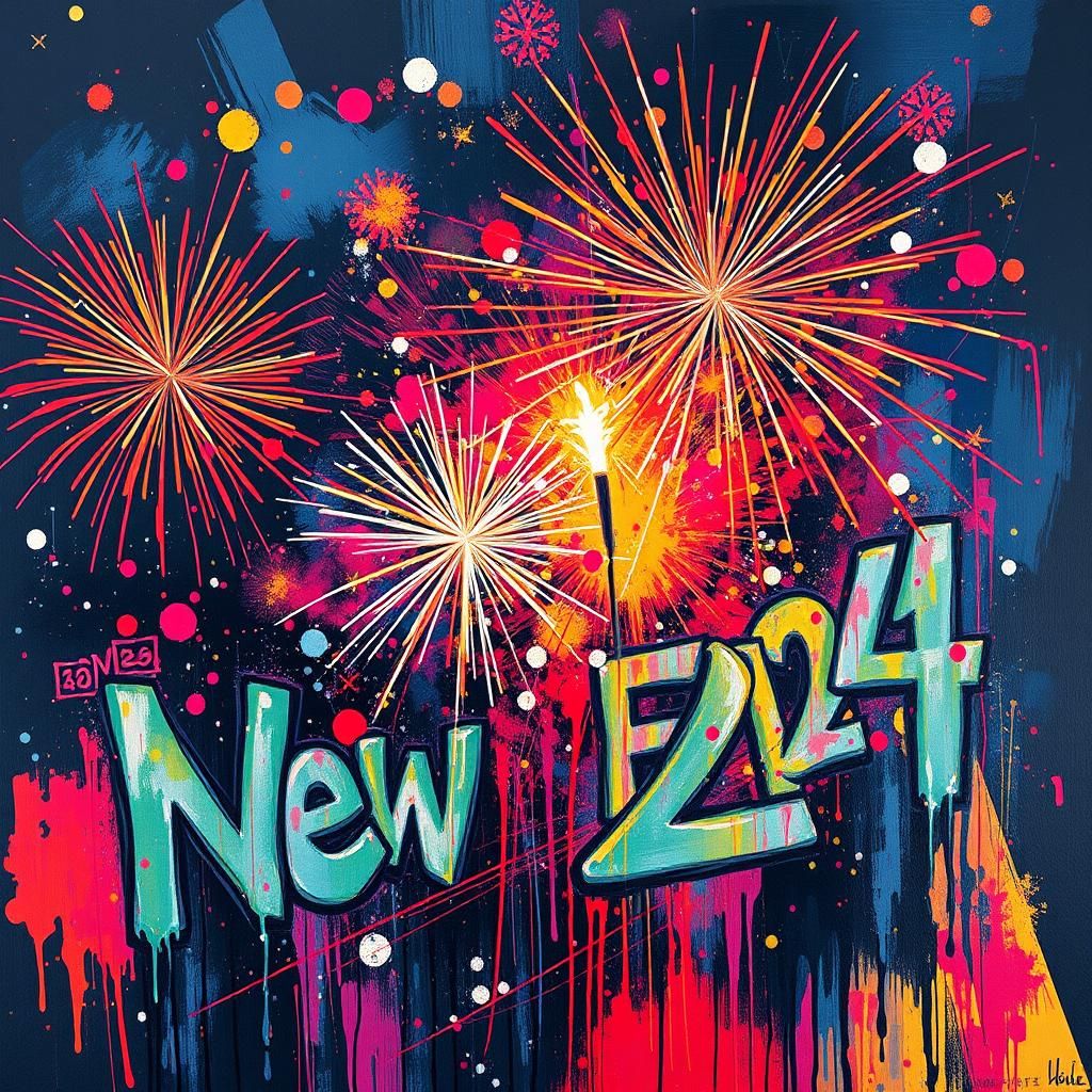 New Year's Eve Fireworks in Graffiti Art